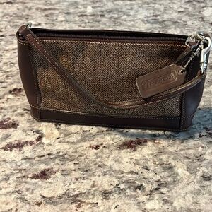 COACH Black Leather & Herringbone Tweed Vintage  Bag  J9C-6112
